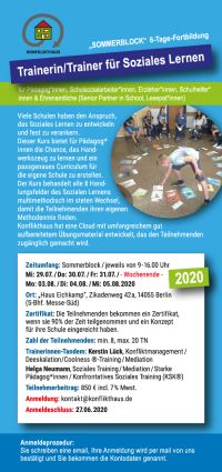 Vorschau | Flyer Fortbildung zur Trainer*in für Soziales Lernen 07.2020